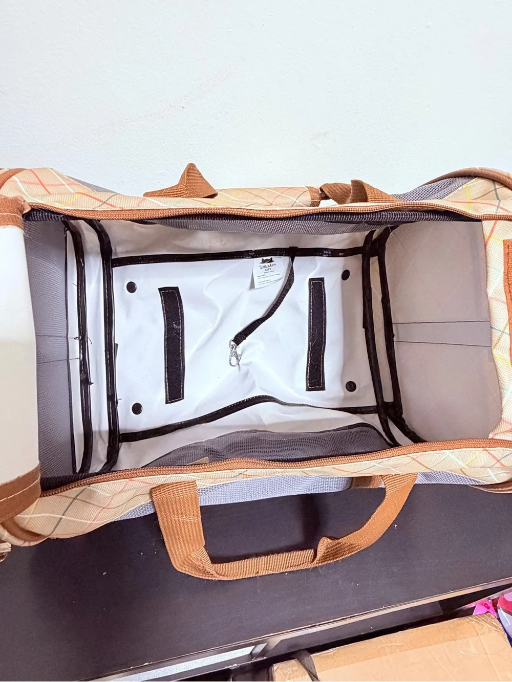 Classic Cream and Brown pet carrier bag